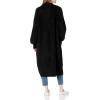 Cable Stitch Women’s Patch Pocket Long Maxi Cardigan – Open Front Long Blouson Sleeve Oversized Coatigan Sweater Cover-Up(Black)