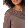 Cable Stitch Women’s Pointelle Inset Sweater – Long Sleeve Crewneck Lace Crochet Knit Pullover Top(Ash Brown)
