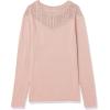 Cable Stitch Women’s Pointelle Inset Sweater – Long Sleeve Crewneck Lace Crochet Knit Pullover Top(Dusty Pink)