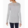 Cable Stitch Women’s Pointelle Inset Sweater – Long Sleeve Crewneck Lace Crochet Knit Pullover Top(Heather Grey)