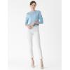 Cable Stitch Women’s Pointelle Inset Sweater – Long Sleeve Crewneck Lace Crochet Knit Pullover Top(Light Blue)
