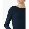 Cable Stitch Women’s Pointelle Inset Sweater – Long Sleeve Crewneck Lace Crochet Knit Pullover Top(Navy)