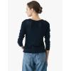 Cable Stitch Women’s Pointelle Inset Sweater – Long Sleeve Crewneck Lace Crochet Knit Pullover Top(Navy)