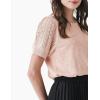 Cable Stitch Women’s Pointelle Short Sleeve Crewneck Sweater Top – Lightweight Puff Sleeve Pullover(Camille)
