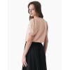 Cable Stitch Women’s Pointelle Short Sleeve Crewneck Sweater Top – Lightweight Puff Sleeve Pullover(Camille)