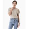 Cable Stitch Women’s Pointelle Short Sleeve Crewneck Sweater Top – Lightweight Puff Sleeve Pullover(Khaki)