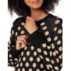 Cable Stitch Women’s Polka Dot/Checkered Pattern Sweater – Raglan Long Sleeve Crewneck Pullover Top(Black/Caramel)