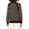 Cable Stitch Women’s Polka Dot/Checkered Pattern Sweater – Raglan Long Sleeve Crewneck Pullover Top(Black/Caramel)