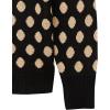 Cable Stitch Women’s Polka Dot/Checkered Pattern Sweater – Raglan Long Sleeve Crewneck Pullover Top(Black/Caramel)