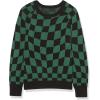 Cable Stitch Women’s Polka Dot/Checkered Pattern Sweater – Raglan Long Sleeve Crewneck Pullover Top(Black/Green)