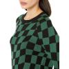 Cable Stitch Women’s Polka Dot/Checkered Pattern Sweater – Raglan Long Sleeve Crewneck Pullover Top(Black/Green)