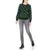 Cable Stitch Women’s Polka Dot/Checkered Pattern Sweater – Raglan Long Sleeve Crewneck Pullover Top(Black/Green)
