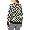 Cable Stitch Women’s Polka Dot/Checkered Pattern Sweater – Raglan Long Sleeve Crewneck Pullover Top(Black/White)