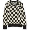 Cable Stitch Women’s Polka Dot/Checkered Pattern Sweater – Raglan Long Sleeve Crewneck Pullover Top(Black/White)