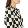 Cable Stitch Women’s Polka Dot/Checkered Pattern Sweater – Raglan Long Sleeve Crewneck Pullover Top(Black/White)