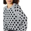 Cable Stitch Women’s Polka Dot/Checkered Pattern Sweater – Raglan Long Sleeve Crewneck Pullover Top(Grey/Black)