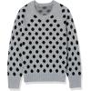 Cable Stitch Women’s Polka Dot/Checkered Pattern Sweater – Raglan Long Sleeve Crewneck Pullover Top(Grey/Black)