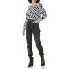 Cable Stitch Women’s Polka Dot/Checkered Pattern Sweater – Raglan Long Sleeve Crewneck Pullover Top(Grey/Black)