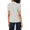 Cable Stitch Women’s Polo Neck Short Sleeve Sweater Top – V-Neck Solid Color Textured Knit Pullover(Heather Grey)