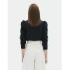 Cable Stitch Women’s Puff Shoulder Sweatshirt Top(Black)
