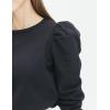 Cable Stitch Women’s Puff Shoulder Sweatshirt Top(Black)