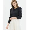 Cable Stitch Women’s Puff Shoulder Sweatshirt Top(Black)