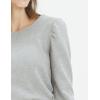 Cable Stitch Women’s Puff Shoulder Sweatshirt Top(Heather Grey)