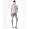 Cable Stitch Women’s Puff Sleeve Lightweight Cardigan – V-Neck Long Sleeve Button Front Solid Color Sweater(Khaki)