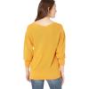 Cable Stitch Women’s Puff Sleeve V-Neck Sweater – Lightweight Pleated Blouson Long Sleeve Pullover Top(Marigold)