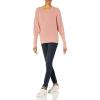 Cable Stitch Women’s Puff Sleeve V-Neck Sweater – Lightweight Pleated Blouson Long Sleeve Pullover Top(Rose)