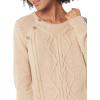 Cable Stitch Women’s Raglan Long Sleeve Shaker Stitch Pullover Sweater – Fisherman Rib Knit Crewneck Cotton Top(Heather Khaki)