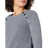 Cable Stitch Women’s Raglan Long Sleeve Shaker Stitch Pullover Sweater – Fisherman Rib Knit Crewneck Cotton Top(Marled Blue)