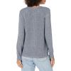 Cable Stitch Women’s Raglan Long Sleeve Shaker Stitch Pullover Sweater – Fisherman Rib Knit Crewneck Cotton Top(Marled Blue)