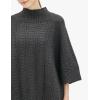 Cable Stitch Women’s Rib-Collar Tunic Sweater – Loose Fit Oversized Mock Neck 3/4 Sleeve Pullover Poncho Cover-up Top(Charcoal)