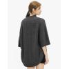 Cable Stitch Women’s Rib-Collar Tunic Sweater – Loose Fit Oversized Mock Neck 3/4 Sleeve Pullover Poncho Cover-up Top(Charcoal)