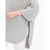 Cable Stitch Women’s Rib-Collar Tunic Sweater – Loose Fit Oversized Mock Neck 3/4 Sleeve Pullover Poncho Cover-up Top(Light Heather Grey)