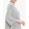 Cable Stitch Women’s Rib-Collar Tunic Sweater – Loose Fit Oversized Mock Neck 3/4 Sleeve Pullover Poncho Cover-up Top(Light Heather Grey)