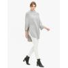 Cable Stitch Women’s Rib-Collar Tunic Sweater – Loose Fit Oversized Mock Neck 3/4 Sleeve Pullover Poncho Cover-up Top(Light Heather Grey)