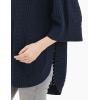Cable Stitch Women’s Rib-Collar Tunic Sweater – Loose Fit Oversized Mock Neck 3/4 Sleeve Pullover Poncho Cover-up Top(Navy)