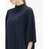 Cable Stitch Women’s Rib-Collar Tunic Sweater – Loose Fit Oversized Mock Neck 3/4 Sleeve Pullover Poncho Cover-up Top(Navy)