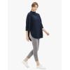 Cable Stitch Women’s Rib-Collar Tunic Sweater – Loose Fit Oversized Mock Neck 3/4 Sleeve Pullover Poncho Cover-up Top(Navy)