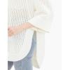 Cable Stitch Women’s Rib-Collar Tunic Sweater – Loose Fit Oversized Mock Neck 3/4 Sleeve Pullover Poncho Cover-up Top(Off-white)