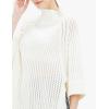 Cable Stitch Women’s Rib-Collar Tunic Sweater – Loose Fit Oversized Mock Neck 3/4 Sleeve Pullover Poncho Cover-up Top(Off-white)