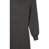 Cable Stitch Women’s Ribbed Bishop Sleeve Dress – Crewneck Long Sleeve Knee-Length Solid/Striped Bodycon Sweater Knit Dress(Marled Grey)