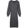 Cable Stitch Women’s Ribbed Bishop Sleeve Dress – Crewneck Long Sleeve Knee-Length Solid/Striped Bodycon Sweater Knit Dress(Marled Grey)