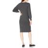 Cable Stitch Women’s Ribbed Bishop Sleeve Dress – Crewneck Long Sleeve Knee-Length Solid/Striped Bodycon Sweater Knit Dress(Marled Grey)