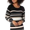 Cable Stitch Women’s Ribbed Bishop Sleeve Dress – Crewneck Long Sleeve Knee-Length Solid/Striped Bodycon Sweater Knit Dress(Multi-stripe)