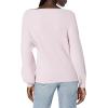 Cable Stitch Women’s Ribbed Blouson Sleeve Sweater – Boat Neck Long Sleeve Drop Shoulder Solid Color Pullover Knit Top(Lilac Pink)
