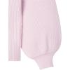 Cable Stitch Women’s Ribbed Blouson Sleeve Sweater – Boat Neck Long Sleeve Drop Shoulder Solid Color Pullover Knit Top(Lilac Pink)