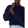 Cable Stitch Women’s Ribbed Blouson Sleeve Sweater – Boat Neck Long Sleeve Drop Shoulder Solid Color Pullover Knit Top(Navy)